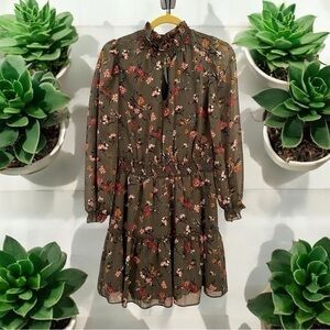 ANTHROPOLOGIE DREW S Green Smocked-Waist Mini Dress